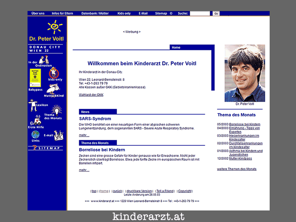 Screendump www.kinderarzt.at aus 2003